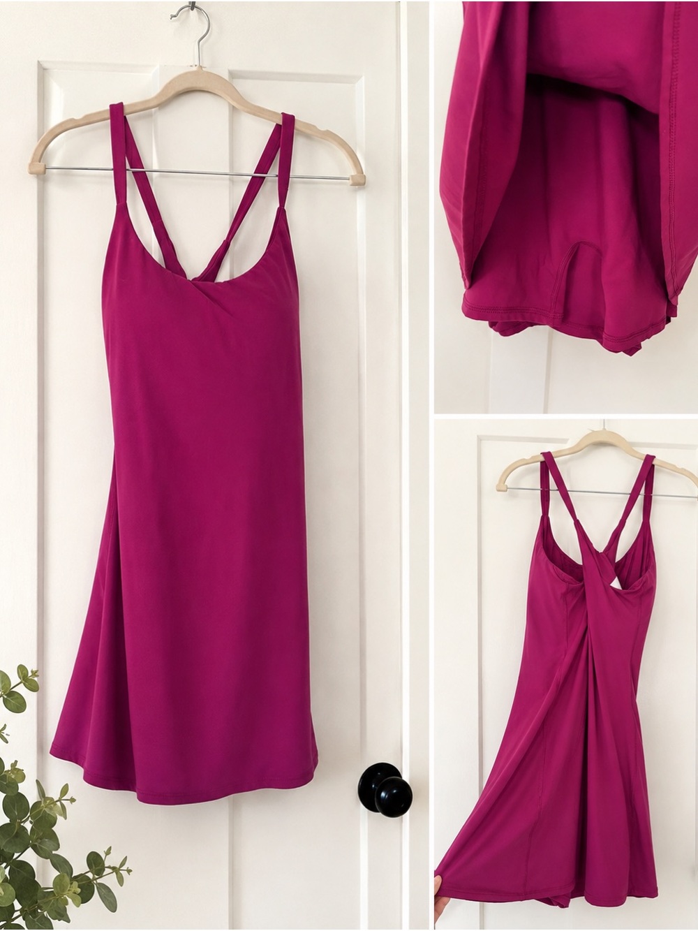 HALARA Magenta Double-Strap Slip Dress
